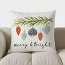 Axyaa Merry Bright Christmas Ornament Pillow Cover for Sofa Bedroom Car
