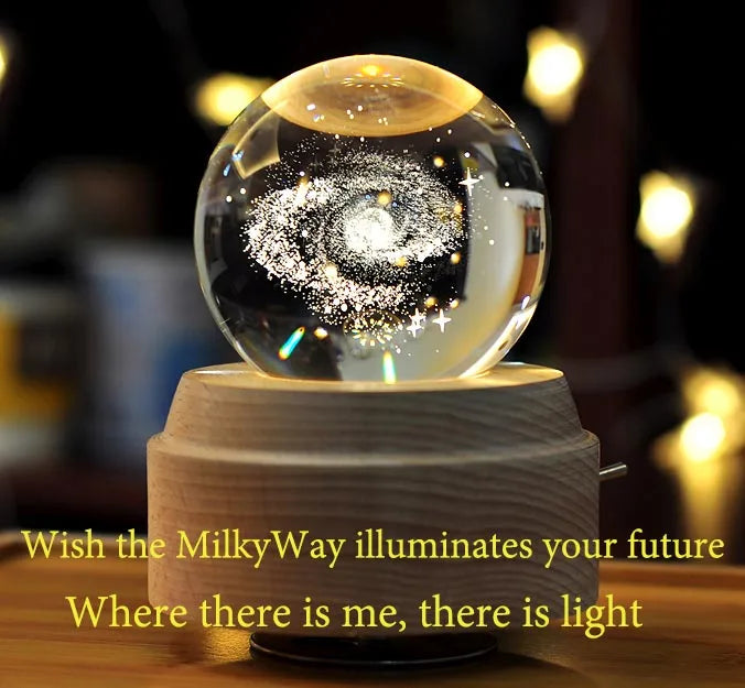 Axyaa Crystal Ball Music Box: Rotating Light Projection, Perfect Gift for Birthday or Valentine's Day