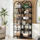 Axyaa 6-Tier Tall Arched Bookshelf: Freestanding Narrow Corner Display Shelves