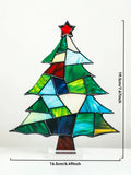 Axyaa Christmas Geometric Acrylic Tree Decor with Red Star - Festive Xmas Ornament