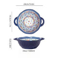 Axyaa Ceramic Soup Bowl with Handle Microwave Safe Embossed Design