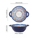 Axyaa Ceramic Soup Bowl with Handle Microwave Safe Embossed Design