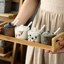 Axya Ceramic Spice Jar Set Seasoning Sugar Salt Shaker Storage Containers
