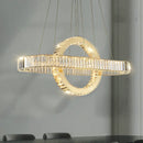 Axyaa Oval Chrome Gold Steel LED Pendant Lights with K9 Crystals