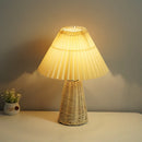 Rattan Table Lamp with Fabric Shade & Ceramic Base by Axya