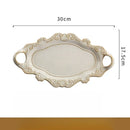 Axyaa Embossed Binaural Ceramic Plate Set for Western Food, European Retro Style