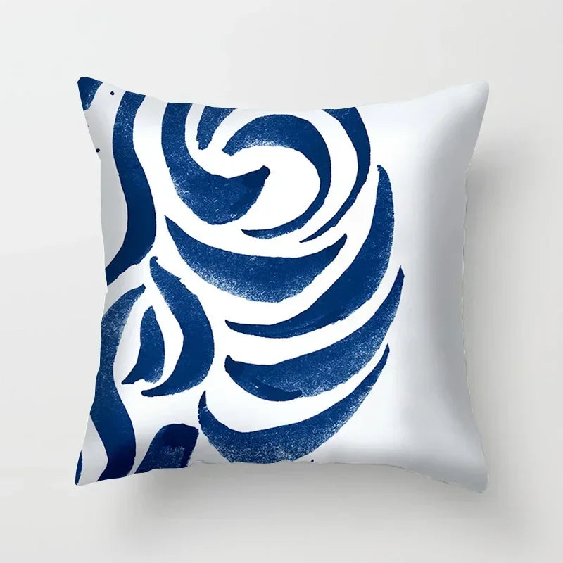Blue Pattern Cushion Cover 45*45cm Pillowcase for Bedroom Sofa Home Decor by Axyaa