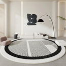 Axyaa Soft Fluffy Black White Carpet: Minimalist Decor for Living Room, Plush Large Round Rug