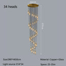 Axyaa Luxury All Copper Chandelier LED Glass Pendant Light