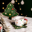 Axyaa Santa Claus Christmas Tree Ceramic Coffee Cup and Saucer Gift