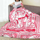 Axyaa Maneki Neko Fleece Blanket - Super Soft Lucky Cat Bed Throw