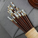 Axyaa Natural Wood Persimmon Chopsticks Set - Family Dining Non-slip Pair