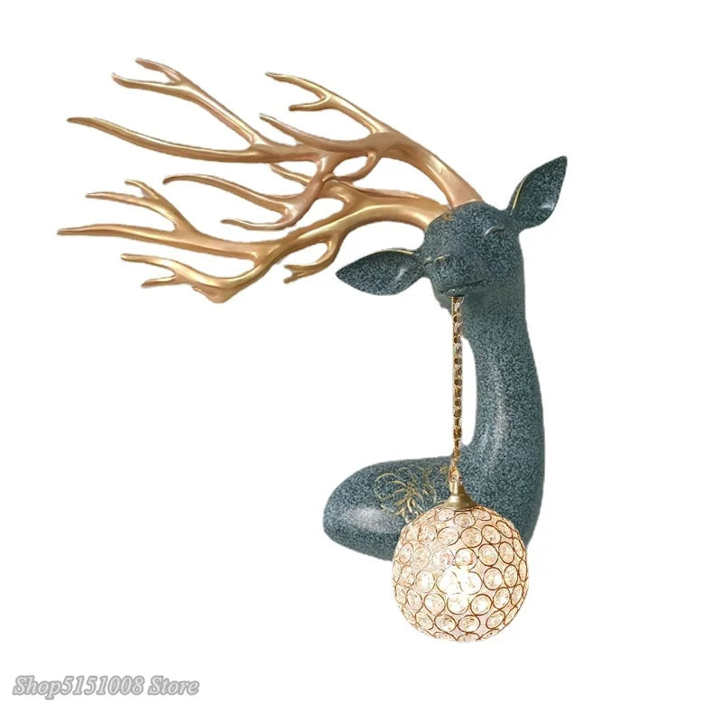 Axyaa Deer Crystal LED Wall Lamp for Luxe Living Spaces