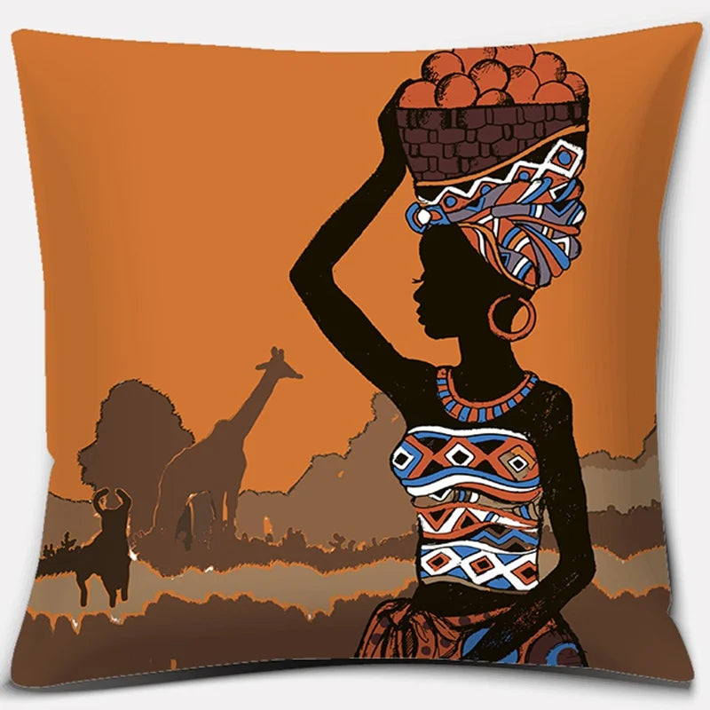 Ethnic African Women Pillowcase by Axyaa | Polyester Cushion Cover for Car & Sofa