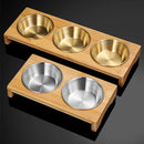 Axyaa Stainless Steel Condiment Set with Wooden Tray - BBQ Sauce & Spice Dish