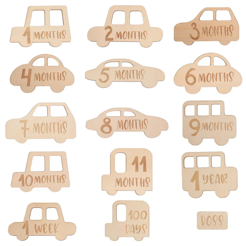 Axya Baby Wooden Milestone Cards for Newborn Photo Background & Birth Record