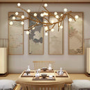 Axyaa Nordic Resin Iron Glass Pendant Chandelier