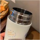 Axyaa 380ml Stainless Steel Vacuum Flask with Straw - Cute Thermal Insulation Water Bottle