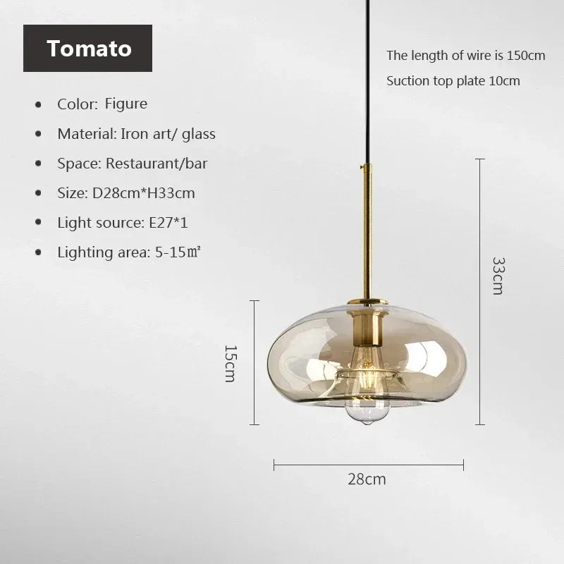 Axyaa Loft Glass Pendant Light for Kitchen Restaurant - Modern Nordic Industrial Decor