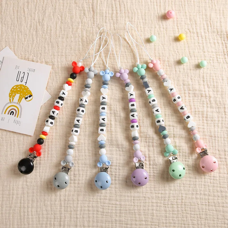 Personalized Axya Dummy Holder & Teether Clip Chain for Baby Pacifiers and Teethers