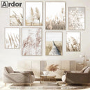 Nordic Reed Grass Landscape Canvas Wall Art Print for Living Room Decor by Axyaa