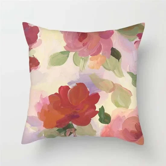 Axyaa Pink Floral Polyester Throw Pillow Cover 45X45cm