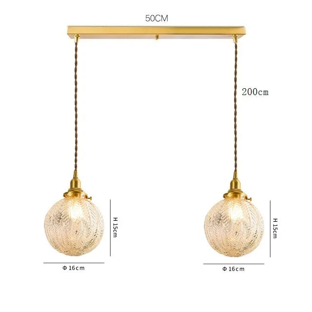Axyaa Clear Glass LED Pendant Light: Nordic Style Copper Hanging Lamp