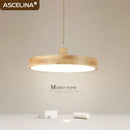 Axyaa Nordic Wood Round Pendant Light for Minimalist Home Decor