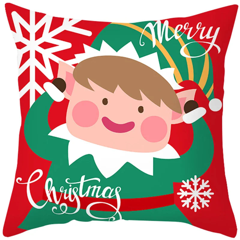 Axyaa Christmas Cushion Cover 45x45cm Snowman Santa Noel Navidad Happy New Year