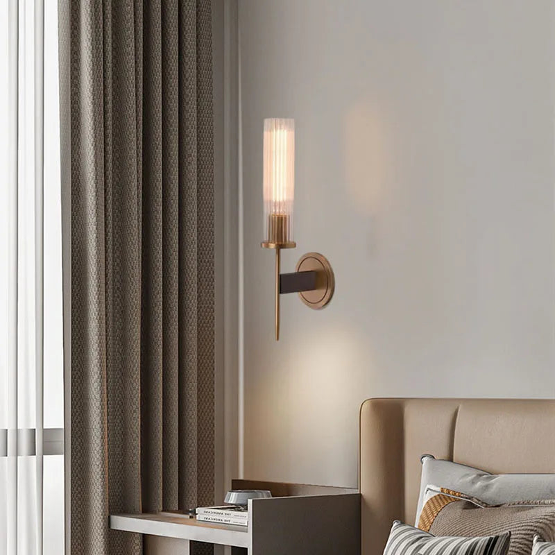 Axyaa Clear Glass Copper Wall Light for Living Room Bedroom Dining Room