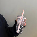 Axyaa Pink Straw Cover Water Bottle: BPA-Free Tritan Cup for Girls, Heat-Resistant Drinking Cup