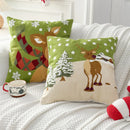 Embroidery Christmas Throw Pillowcase Elk Red Decoration Square Pillowcases by Axyaa