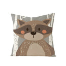 Axyaa Lovely Animals Linen Cushion Cover - Cute Bear Fox Deer Print