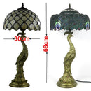 Axyaa Stained Glass Peacock Table Lamp LED Decor for Bedroom Living Room