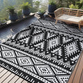 Axyaa Reversible Outdoor Straw Rug Waterproof Boho Patio Mat