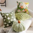 Axyaa Floral Embroidered Pillowcase - Green Yellow Cotton Cushion Cover