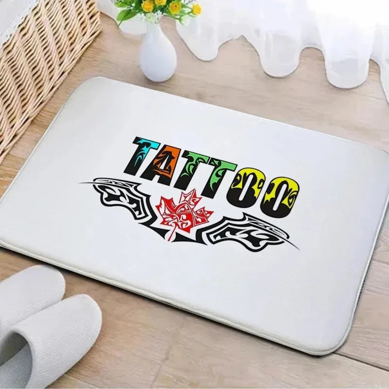Axyaa Tattoo Shop Mat Indoor Welcome Door Mat Washable Non-Slip Absorbent Carpet