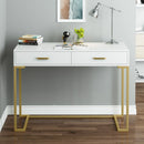 Axyaa White & Gold Vanity Desk with 2 Drawers - Modern Makeup Table for Women