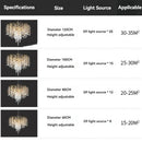 Axyaa Gold Tree Branch Crystal Chandelier - Modern Luxury Ceiling Lamp for Kitchen, Living Room