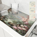 Axyaa Floral Kitchen Drying Mat - Absorbent & Antiskid Drain Pad