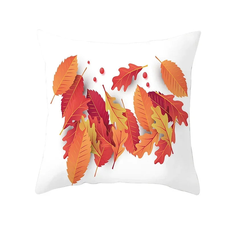 Axyaa Autumn Maple Leaves Pillow Cases with Fresh Print Flower Plant Custom Polyester Cover