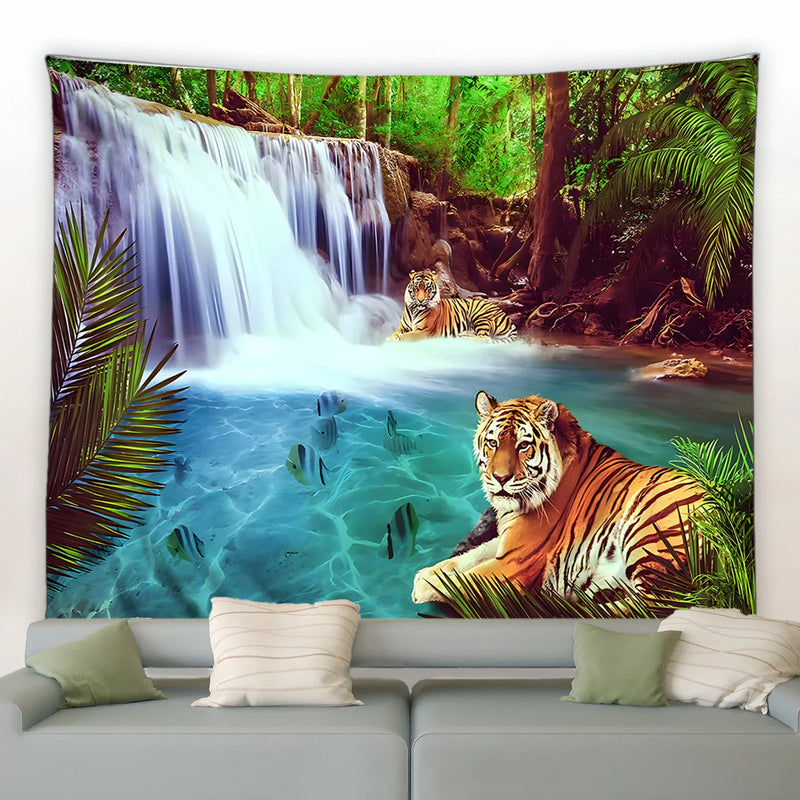 Axyaa Wild Animal Tapestry Nature Landscape Wall Hanging for Home Decor