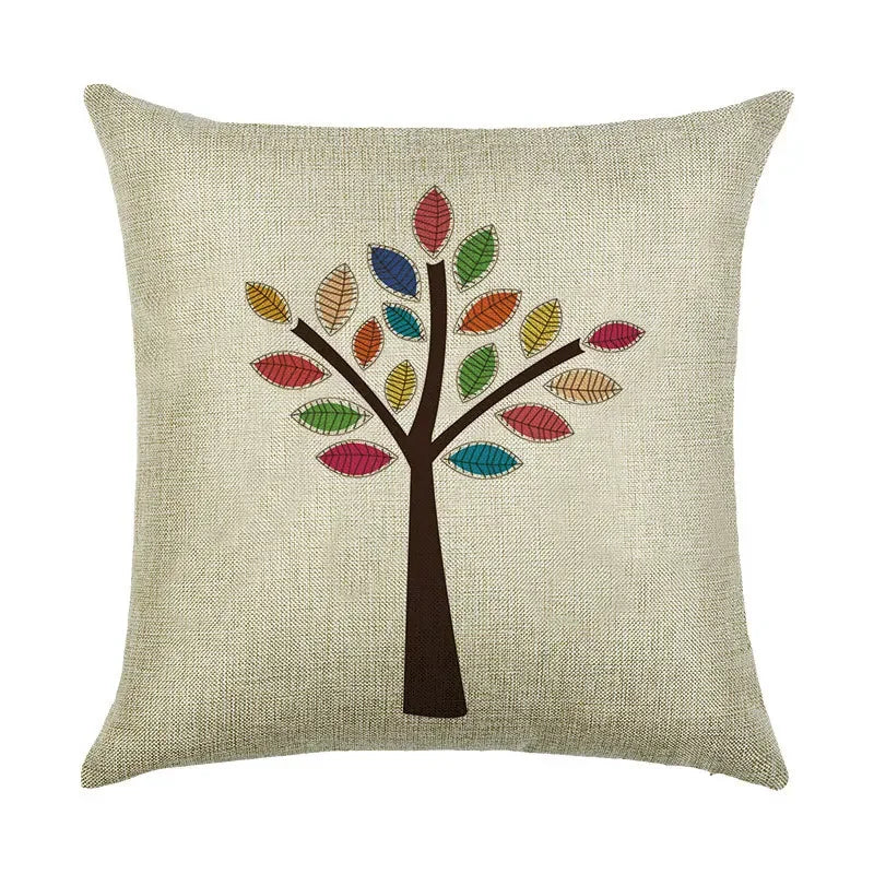 Axyaa Cartoon Pattern Linen Pillowcase - Home Sofa Decorative Cushion Cover