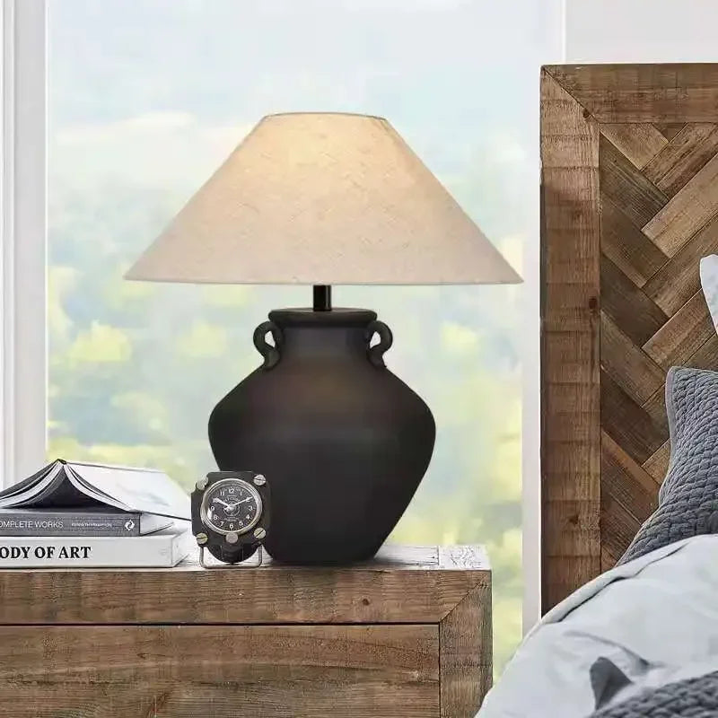 Axyaa Tuscan Stone Ceramic Table Lamp for Living Room, Restaurant, Bedroom