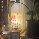 Axyaa Medieval Fabric Lanterns Table Lamp Hand-Drawn Traditional Decor Bedside Study Desk Light