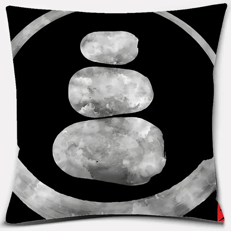 Axyaa Bonsai Zen Stone Pattern Pillowcase Square Decor Home Office Living Room