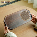 Axyaa Solid Wood Walnut Plum Blossom Dry Bubble Tray for Tea Soaking