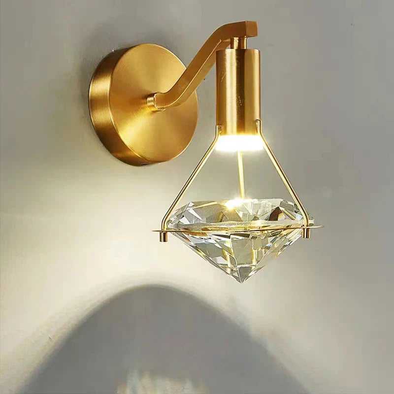 Axya Diamond Crystal Wall Lamp - Modern LED Sconce for Bedroom, Living Room, Staircase