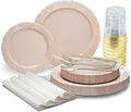 Axyaa Vintage Wedding Party Plastic Plates & Cutlery Set - 80 Guests