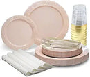 Axyaa Vintage Wedding Party Plastic Plates & Cutlery Set - 80 Guests